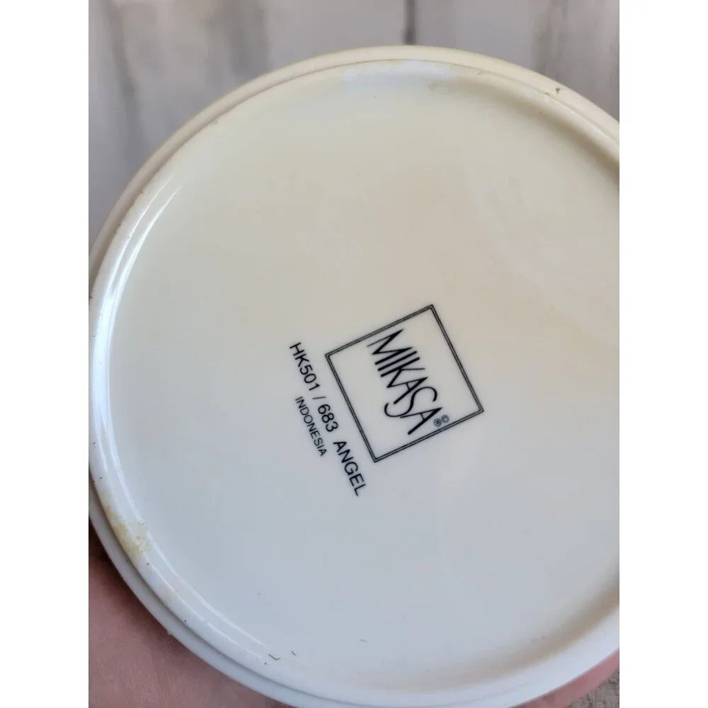 Mikasa angel porcelain angel‎ trinket box container round Vintage